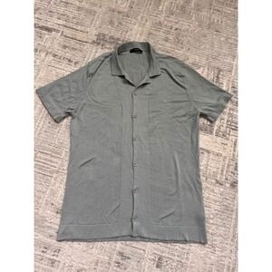 AVVA Mens Knit Shirt Polo Short Sleeve Button Up‎ Casual Small Grayish Blue